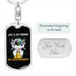 Guy Mining Own Business Crypto Keychain Stainless Steel or 18k Gold Dog Tag Keyring-Express Your Love Gifts