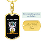 Guy Mining Own Business Crypto Keychain Stainless Steel or 18k Gold Dog Tag Keyring-Express Your Love Gifts