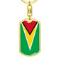 Guyana Flag Keychain Dog Tag Stainless Steel or 18k Gold-Express Your Love Gifts