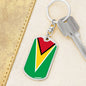 Guyana Flag Keychain Dog Tag Stainless Steel or 18k Gold-Express Your Love Gifts