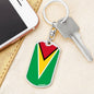Guyana Flag Keychain Dog Tag Stainless Steel or 18k Gold-Express Your Love Gifts