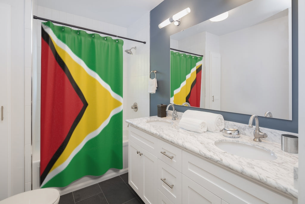 Guyana Flag Stylish Design 71" x 74" Elegant Waterproof Shower Curtain for a Spa-like Bathroom Paradise Exceptional Craftsmanship-Express Your Love Gifts