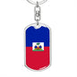 Haiti Flag Keychain Dog Tag Stainless Steel or 18k Gold Keyring-Express Your Love Gifts