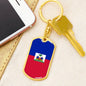 Haiti Flag Keychain Dog Tag Stainless Steel or 18k Gold Keyring-Express Your Love Gifts
