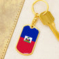 Haiti Flag Keychain Dog Tag Stainless Steel or 18k Gold Keyring-Express Your Love Gifts