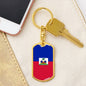 Haiti Flag Keychain Dog Tag Stainless Steel or 18k Gold Keyring-Express Your Love Gifts