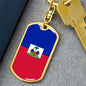 Haiti Flag Keychain Dog Tag Stainless Steel or 18k Gold Keyring-Express Your Love Gifts