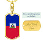 Haiti Flag Keychain Dog Tag Stainless Steel or 18k Gold Keyring-Express Your Love Gifts