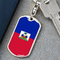 Haiti Flag Keychain Dog Tag Stainless Steel or 18k Gold Keyring-Express Your Love Gifts