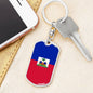 Haiti Flag Keychain Dog Tag Stainless Steel or 18k Gold Keyring-Express Your Love Gifts