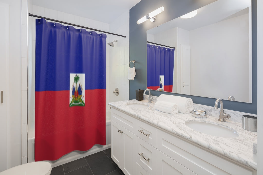 Haiti Flag Stylish Design 71" x 74" Elegant Waterproof Shower Curtain for a Spa-like Bathroom Paradise Exceptional Craftsmanship-Express Your Love Gifts