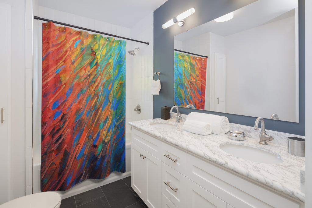 Hand Draw Colorful Stylish Design 71" x 74" Elegant Waterproof Shower Curtain for a Spa-like Bathroom Paradise Exceptional Craftsmanship-Express Your Love Gifts