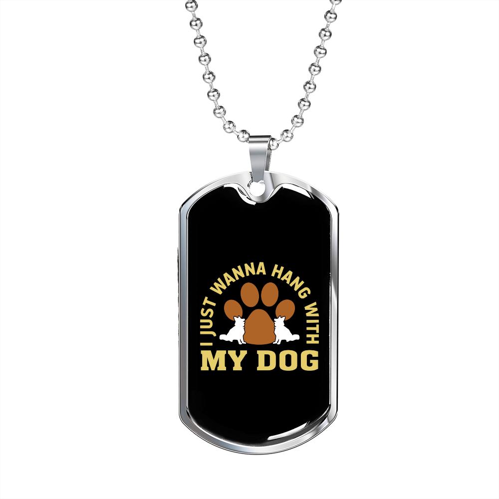 Hang Out With Dog Paw Necklace Stainless Steel or 18k Gold Dog Tag 24" Chain-Express Your Love Gifts