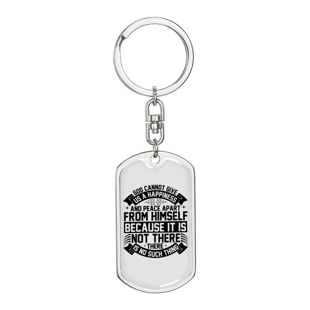 Happiness And Peace In God Keychain Stainless Steel or 18k Gold Dog Tag Keyring-Express Your Love Gifts