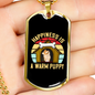 Happiness is a Puppy Necklace Stainless Steel or 18k Gold Dog Tag 24" Chain-Express Your Love Gifts
