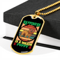 Happiness is a Warm Puppy Bulldog Necklace Stainless Steel or 18k Gold Dog Tag 24" Chain-Express Your Love Gifts
