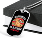 Happiness is a Warm Puppy Circle White Necklace Stainless Steel or 18k Gold Dog Tag 24" Chain-Express Your Love Gifts