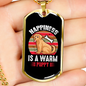 Happiness is a Warm Puppy Circle White Necklace Stainless Steel or 18k Gold Dog Tag 24" Chain-Express Your Love Gifts