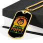 Happiness is a Warm Puppy Head Necklace Stainless Steel or 18k Gold Dog Tag 24" Chain-Express Your Love Gifts
