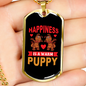 Happiness is a Warm Puppy Hearts Necklace Stainless Steel or 18k Gold Dog Tag 24" Chain-Express Your Love Gifts