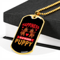Happiness is a Warm Puppy Hearts Necklace Stainless Steel or 18k Gold Dog Tag 24" Chain-Express Your Love Gifts