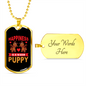 Happiness is a Warm Puppy Hearts Necklace Stainless Steel or 18k Gold Dog Tag 24" Chain-Express Your Love Gifts