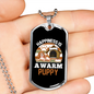 Happiness is a Warm Puppy White Necklace Stainless Steel or 18k Gold Dog Tag 24" Chain-Express Your Love Gifts