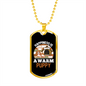 Happiness is a Warm Puppy White Necklace Stainless Steel or 18k Gold Dog Tag 24" Chain-Express Your Love Gifts