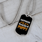 Happiness is a Warm Puppy Yellow Necklace Stainless Steel or 18k Gold Dog Tag 24" Chain-Express Your Love Gifts
