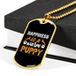 Happiness is a Warm Puppy Yellow Necklace Stainless Steel or 18k Gold Dog Tag 24" Chain-Express Your Love Gifts