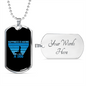 Happiness is Having a Dog Blue Necklace Stainless Steel or 18k Gold Dog Tag 24" Chain-Express Your Love Gifts