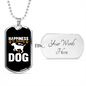 Happiness is Having a Dog White Necklace Stainless Steel or 18k Gold Dog Tag 24" Chain-Express Your Love Gifts