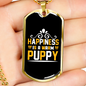 Happiness is Warm Puppy Yellow Necklace Stainless Steel or 18k Gold Dog Tag 24" Chain-Express Your Love Gifts