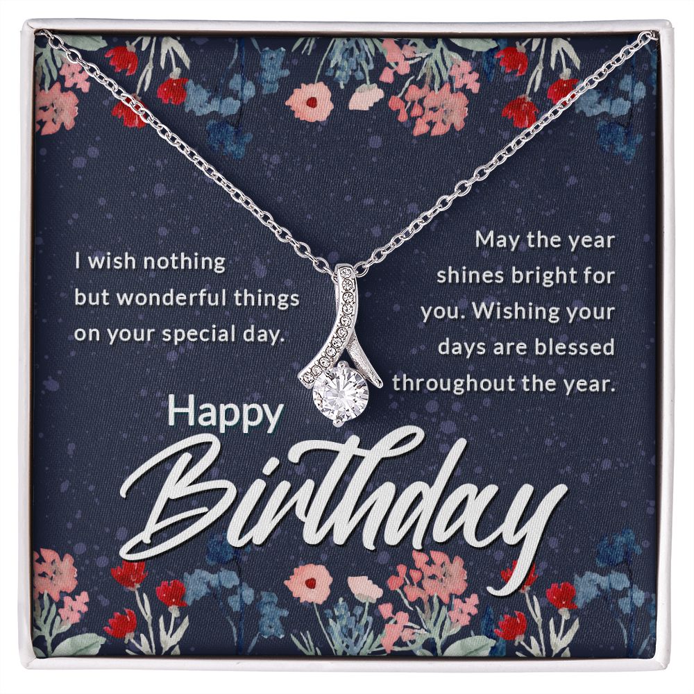 Happy Birthday Message Card Alluring Ribbon Necklace-Express Your Love Gifts