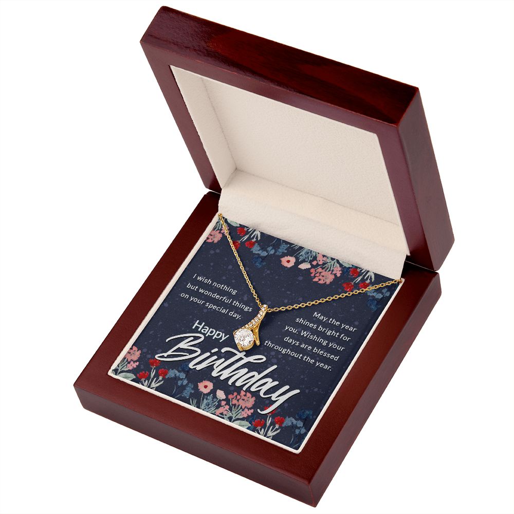 Happy Birthday Message Card Alluring Ribbon Necklace-Express Your Love Gifts