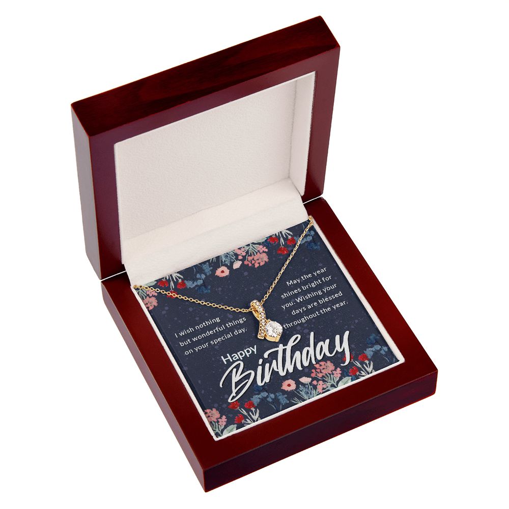 Happy Birthday Message Card Alluring Ribbon Necklace-Express Your Love Gifts