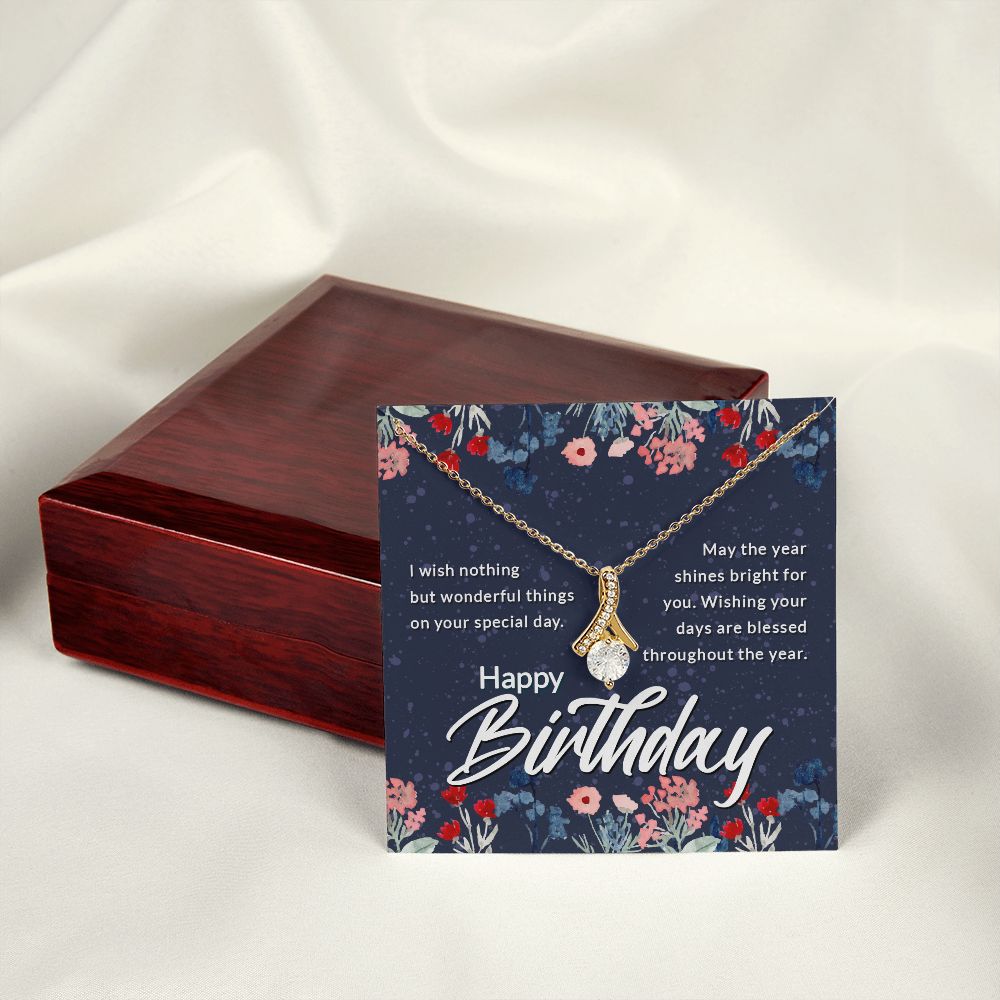 Happy Birthday Message Card Alluring Ribbon Necklace-Express Your Love Gifts