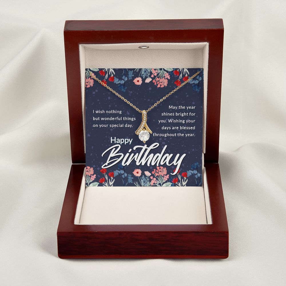 Happy Birthday Message Card Alluring Ribbon Necklace-Express Your Love Gifts