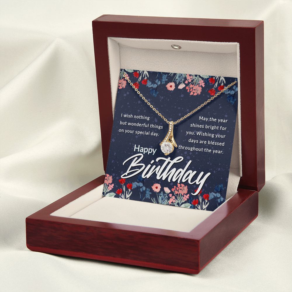 Happy Birthday Message Card Alluring Ribbon Necklace-Express Your Love Gifts