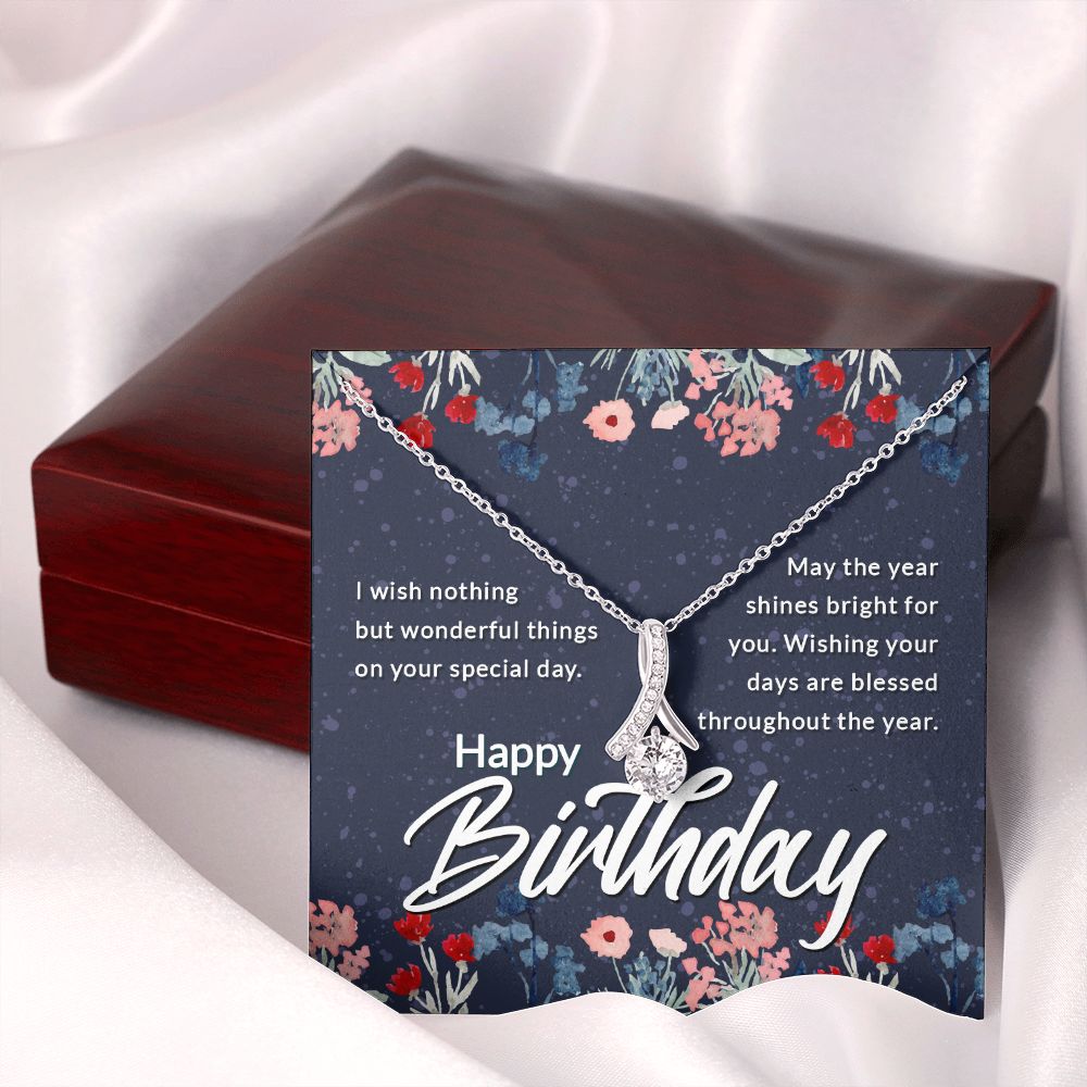 Happy Birthday Message Card Alluring Ribbon Necklace-Express Your Love Gifts