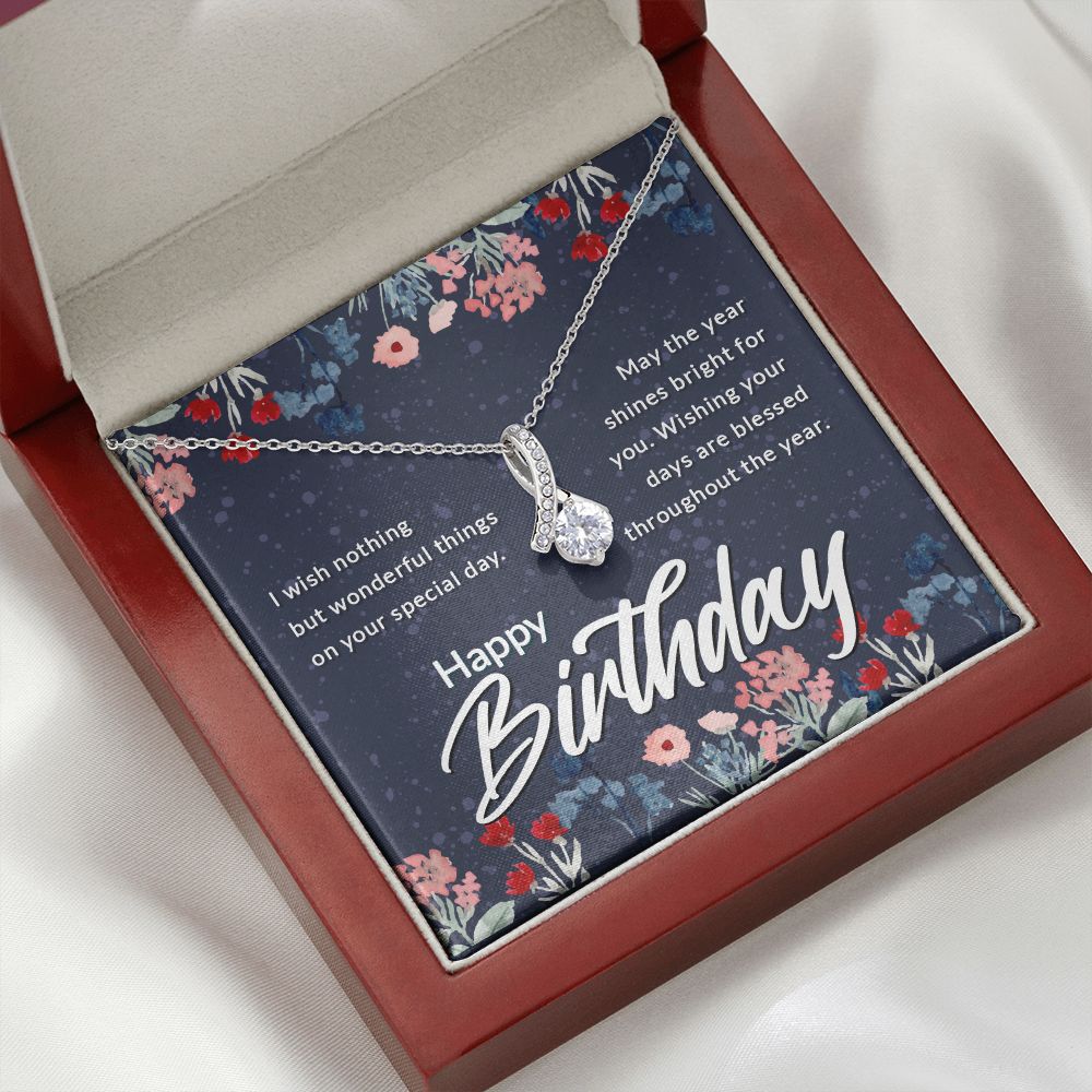 Happy Birthday Message Card Alluring Ribbon Necklace-Express Your Love Gifts