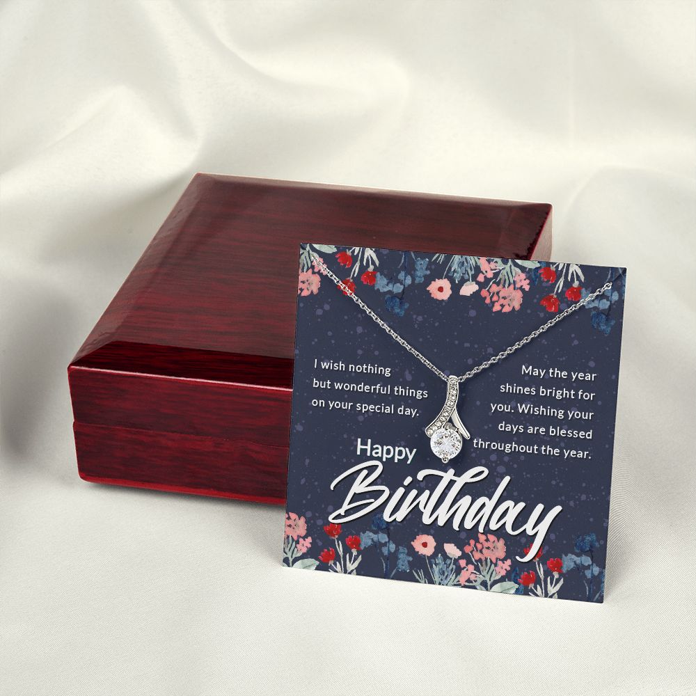 Happy Birthday Message Card Alluring Ribbon Necklace-Express Your Love Gifts