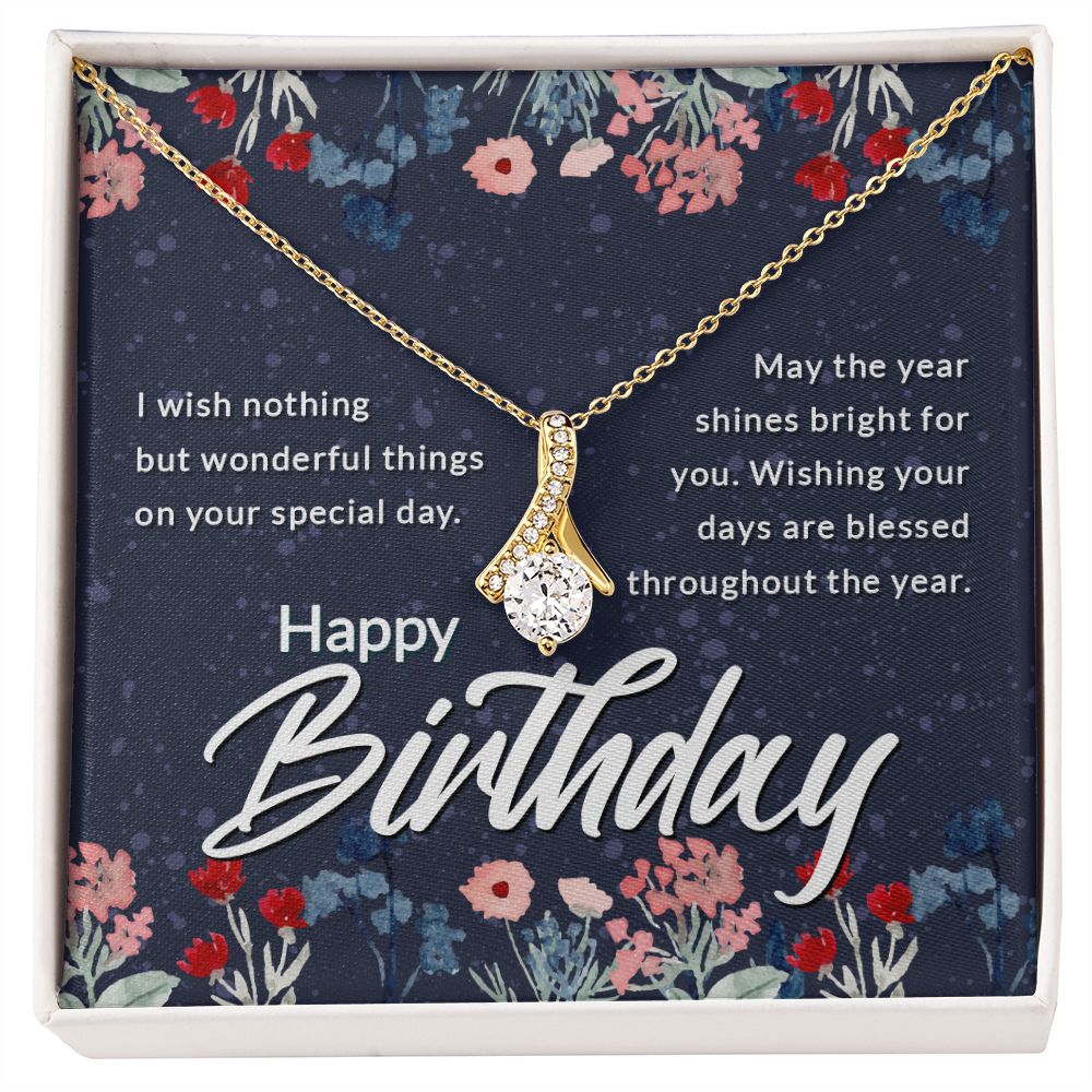 Happy Birthday Message Card Alluring Ribbon Necklace-Express Your Love Gifts