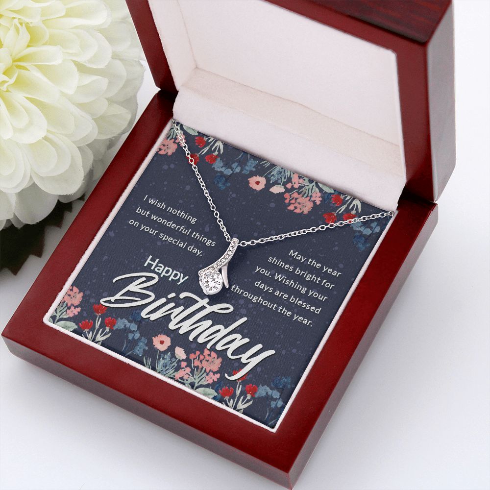 Happy Birthday Message Card Alluring Ribbon Necklace-Express Your Love Gifts