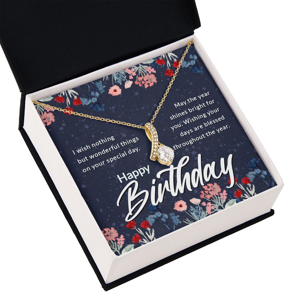 Happy Birthday Message Card Alluring Ribbon Necklace-Express Your Love Gifts