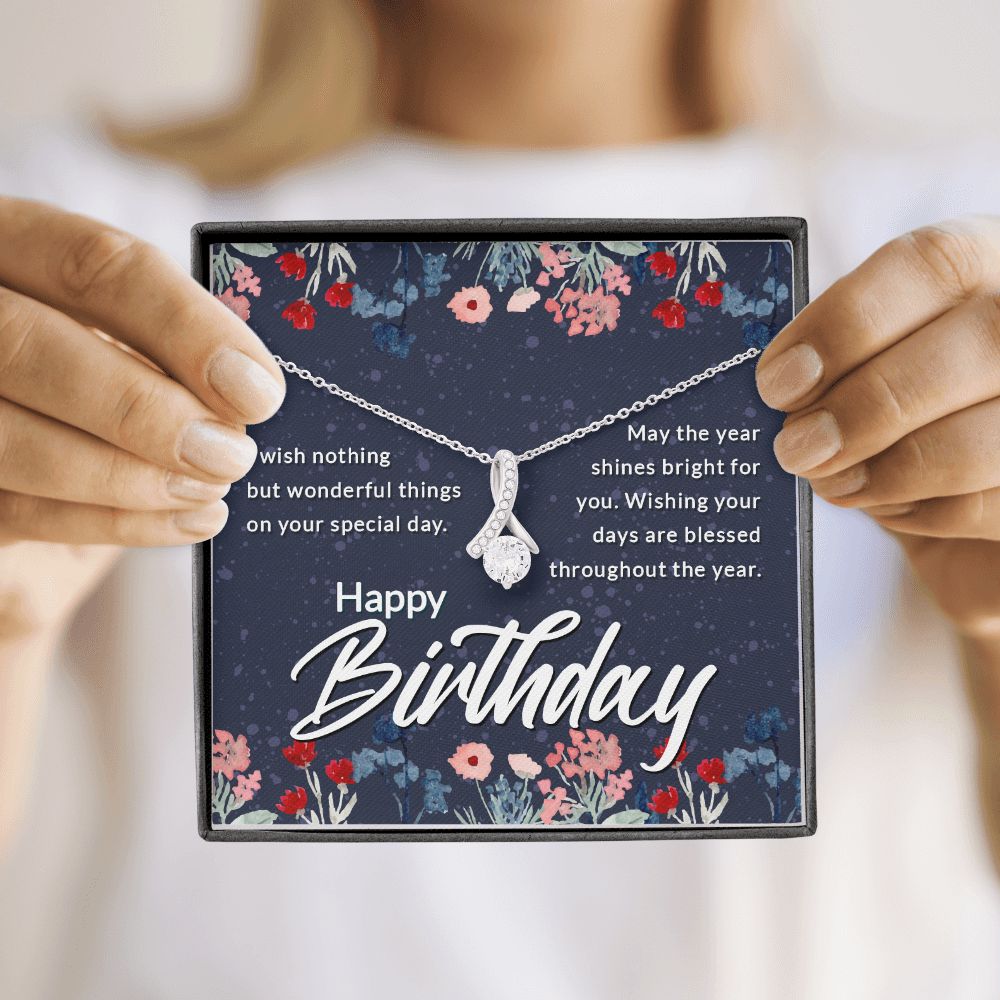 Happy Birthday Message Card Alluring Ribbon Necklace-Express Your Love Gifts