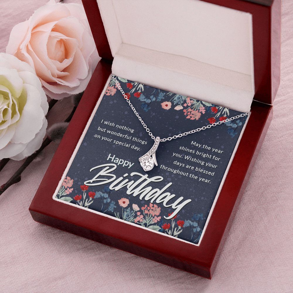 Happy Birthday Message Card Alluring Ribbon Necklace-Express Your Love Gifts