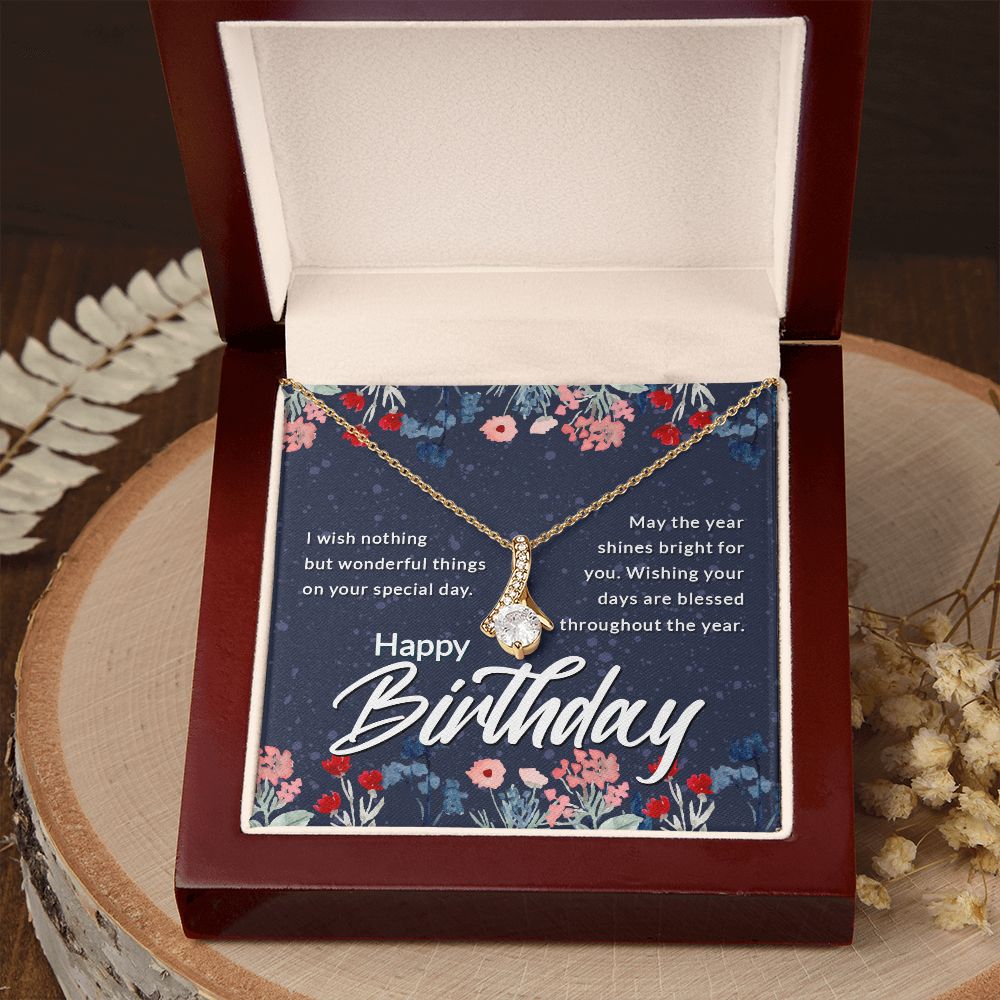 Happy Birthday Message Card Alluring Ribbon Necklace-Express Your Love Gifts