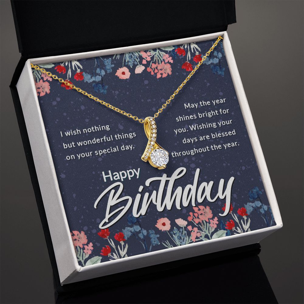 Happy Birthday Message Card Alluring Ribbon Necklace-Express Your Love Gifts
