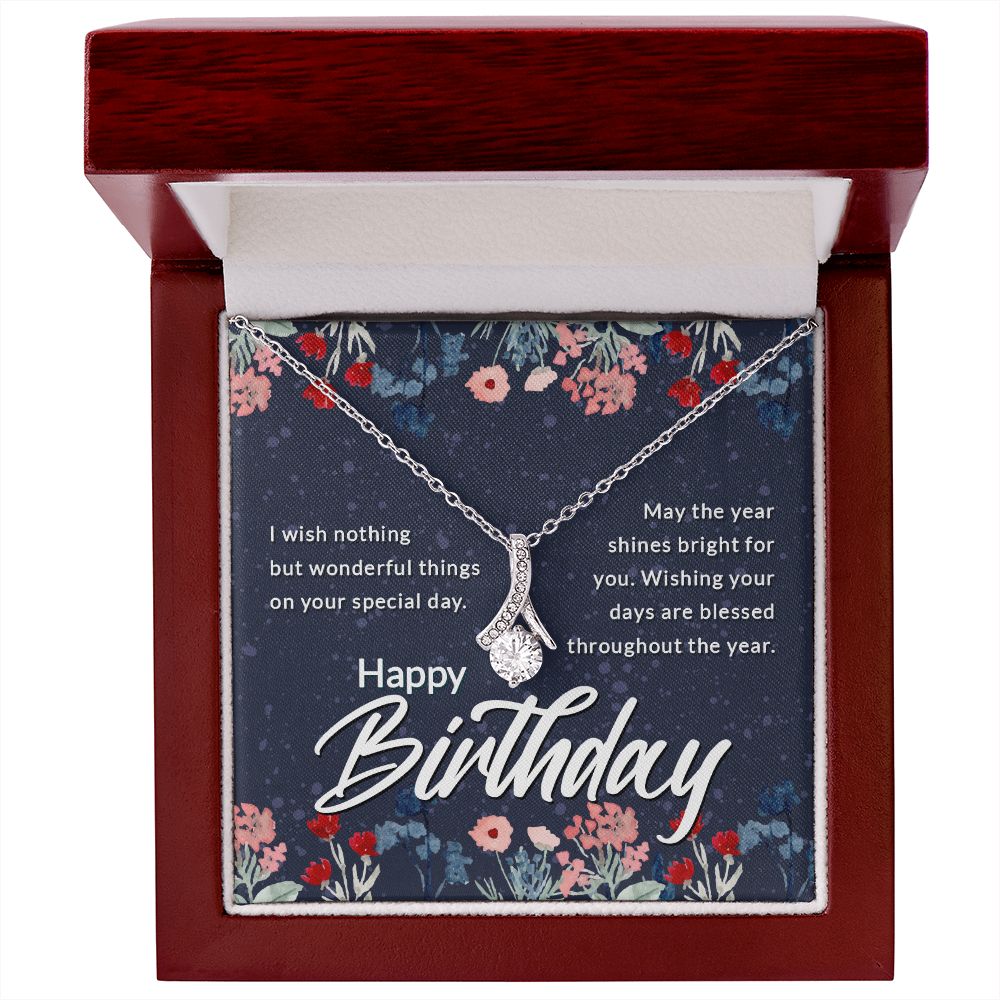 Happy Birthday Message Card Alluring Ribbon Necklace-Express Your Love Gifts